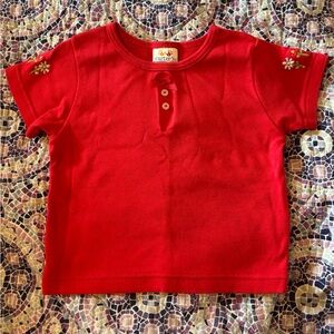 Y2K Carter's Bright Red Tee with Floral Accents